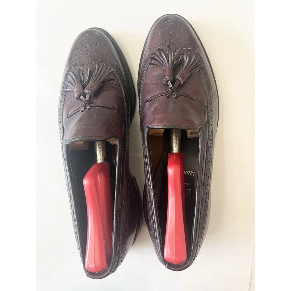 Allen Edmonds Manchester Wingtip Tassel Loafers Mens Size 7.5 D Burgundy USA EUC
